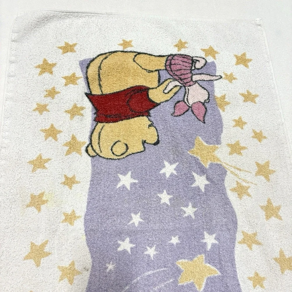 Vintage Winnie the Pooh Towel 90s Piglet Stars Bath Beach Towel Made USA Cotton